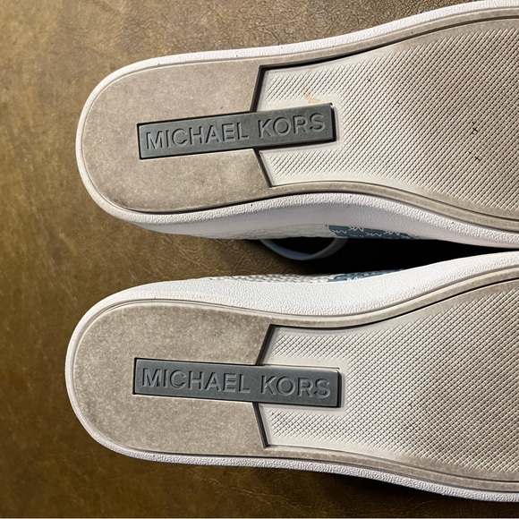 Michael Kors Tennis Shoes, White with Blue Trim, Size 7M - Picture 3 of 5